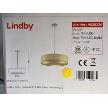 Lindby - Csillár zsinóron SEBATIN 3xE27/11W/230V
