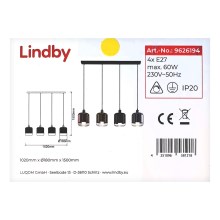 Lindby - Csillár zsinóron TALLINN 4xE27/60W/230V