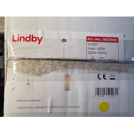 Lindby - Csillár zsinóron VINSTA 1xE27/40W/230V