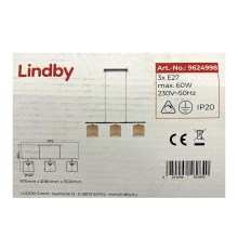 Lindby - Csillár zsinóron ZALIA 3xE27/60W/230V