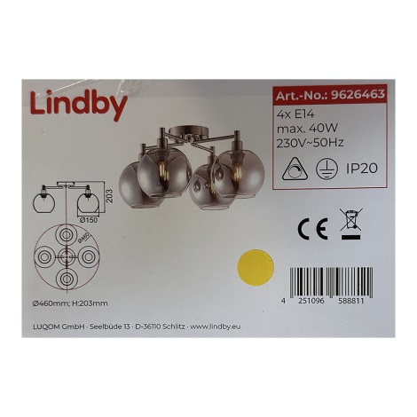 Lindby - Felületre szerelhető csillár BRENDAN 4xE14/40W/230V
