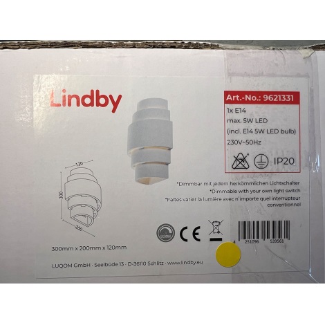 Lindby - LED Dimmelhető fali lámpa MARIT 1xE14/5W/230V