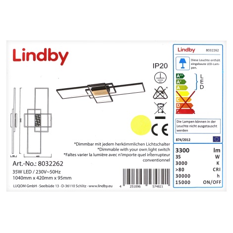 Lindby - LED Dimmelhető felületre szerelhető csillár EMILJAN LED/35W/230V