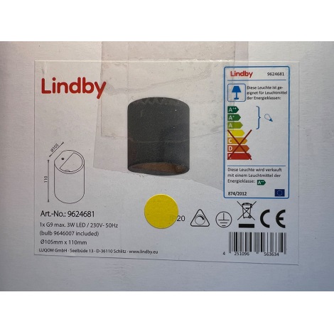 Lindby - LED fali lámpa EDVIN 1xG9/3W/230V beton
