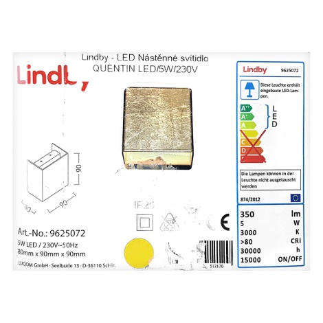Lindby - LED Fali lámpa QUENTIN LED/5W/230V