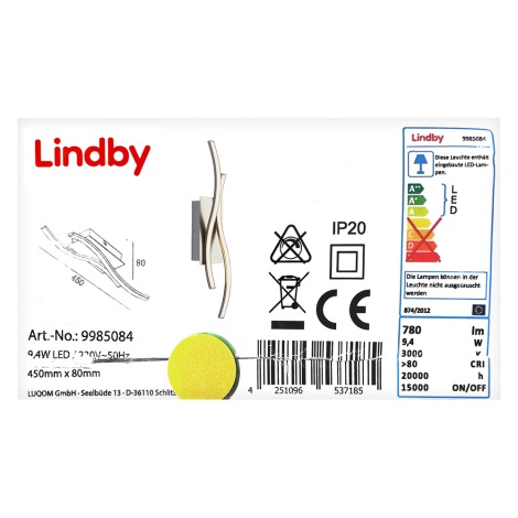 Lindby - LED Fali lámpa SAFIA LED/9,4W/230V