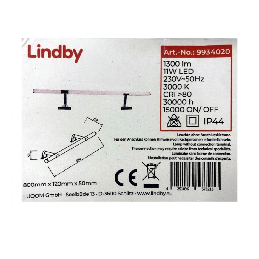 Lindby - LED Fürdőszobai tükörvilágítás ARWYN LED/11W/230V IP44