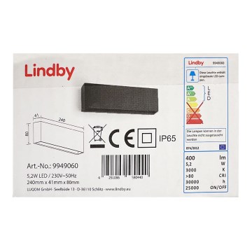 Lindby - LED Kültéri fali lámpa JARTE LED/5,2W/230V IP65