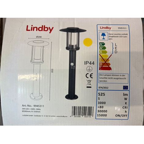 Lindby - LED Kültéri lámpa érzékelővel GREGORY LED/5W/230V IP44
