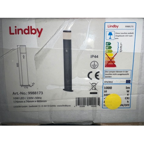 Lindby - LED Kültéri lámpa érzékelővel MARIUS LED/8,1W/230V IP44