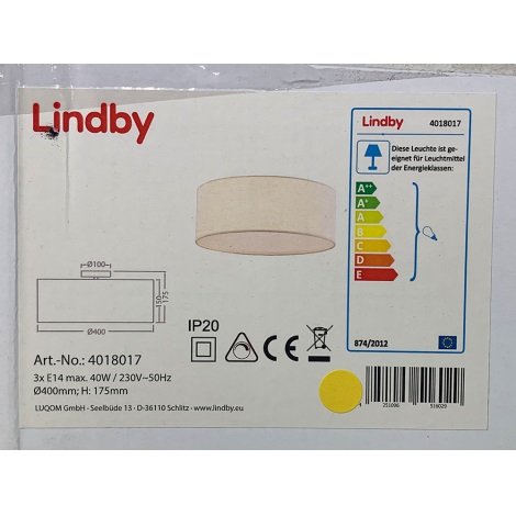 Lindby - Mennyezeti lámpa HENRIKA 3xE14/40W/230V fehér