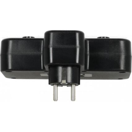 Kapcsolós elosztó LED-világítással LINEA PRO 2Z + 3xUSB A/C SCHUKO 4000K fekete