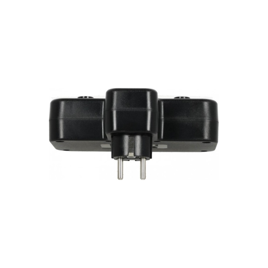 Kapcsolós elosztó LED-világítással LINEA PRO 2Z + 3xUSB A/C SCHUKO 4000K fekete