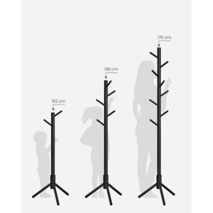 LINEA álló ruhafogas, fekete