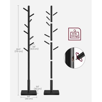 LINEA álló ruhafogas, fekete