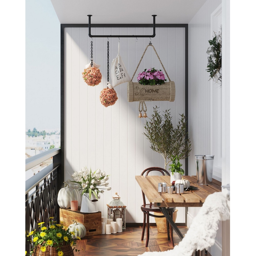 LINEA falra szerelhető vállfás fogas 92x7x30 cm fekete