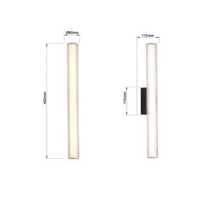 LED fürdőszobai tükörvilágítás LINEA LED/8W/230V 3000/4000/6000K IP44 45 cm fekete