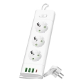 LINEA PRO elosztó kapcsolóval 3x 230 V + 3x USB-A + 1x USB-C SCHUKO 1,5 m fehér