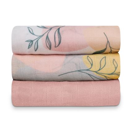 Lionelo - 3 db-os bambusz pelenka szett 70x70 cm Levél