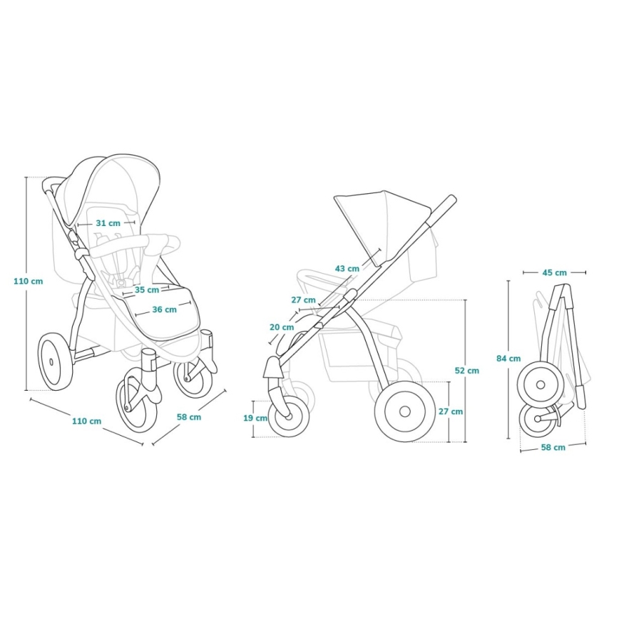 Lionelo - ANNET PLUS sport babakocsi Concrete