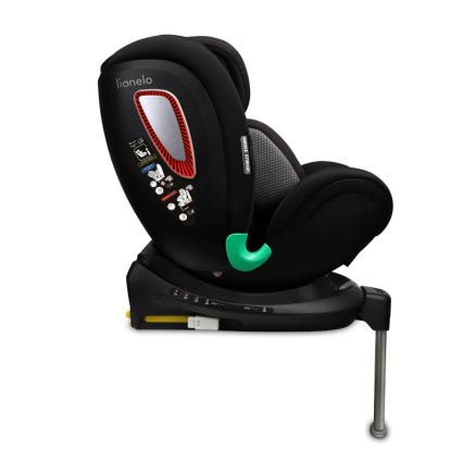 Lionelo - Forgatható autós gyerekülés talppal ANTOON PLUS i-Size 40-105 cm Black Onyx