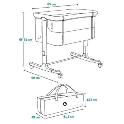 Lionelo - AURORA 3 az 1-ben babaágy, fekete