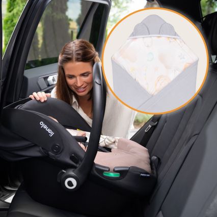 Lionelo - Autósülésbe való babapólya TRAVEL SWADDLE 90x90 cm Szürke Baloon