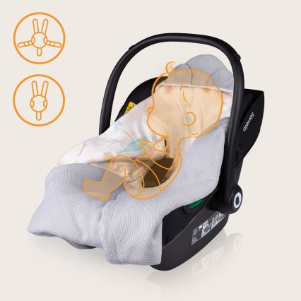 Lionelo - Autósülésbe való babapólya TRAVEL SWADDLE 90x90 cm Szürke Baloon