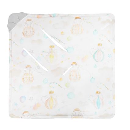 Lionelo - Autósülésbe való babapólya TRAVEL SWADDLE 90x90 cm Szürke Baloon