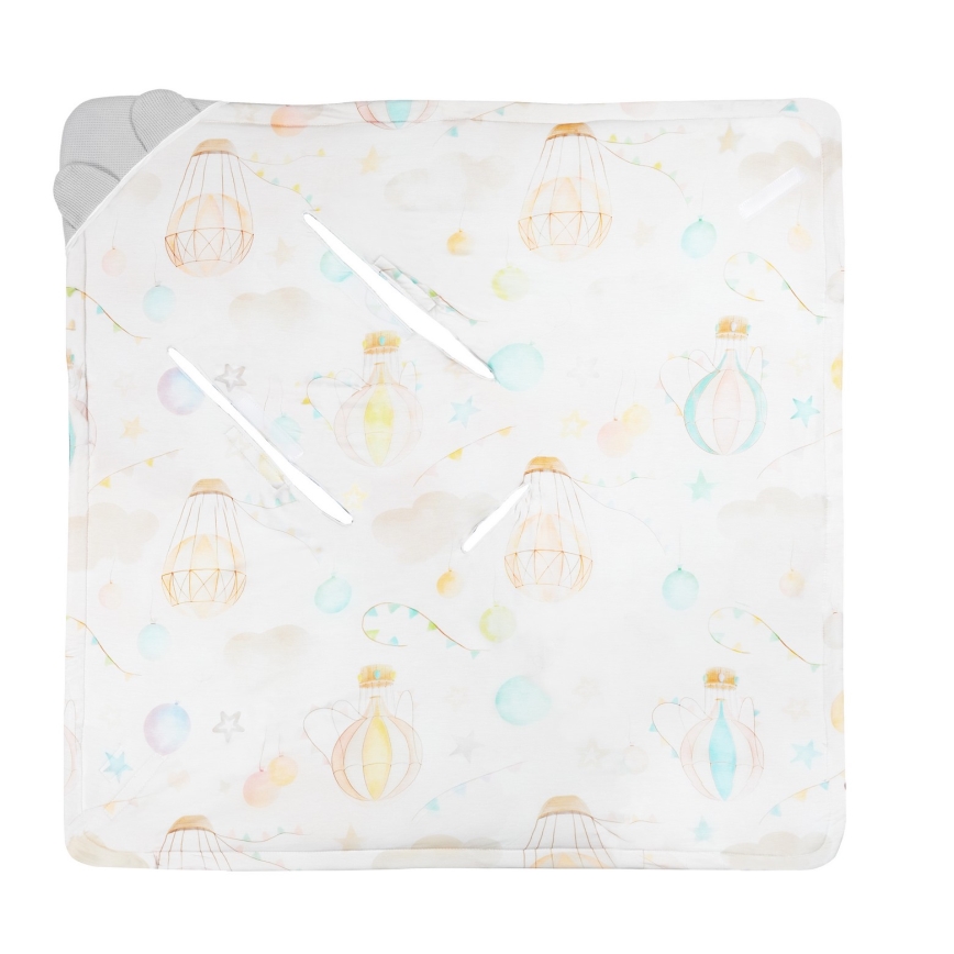 Lionelo - Autósülésbe való babapólya TRAVEL SWADDLE 90x90 cm Szürke Baloon