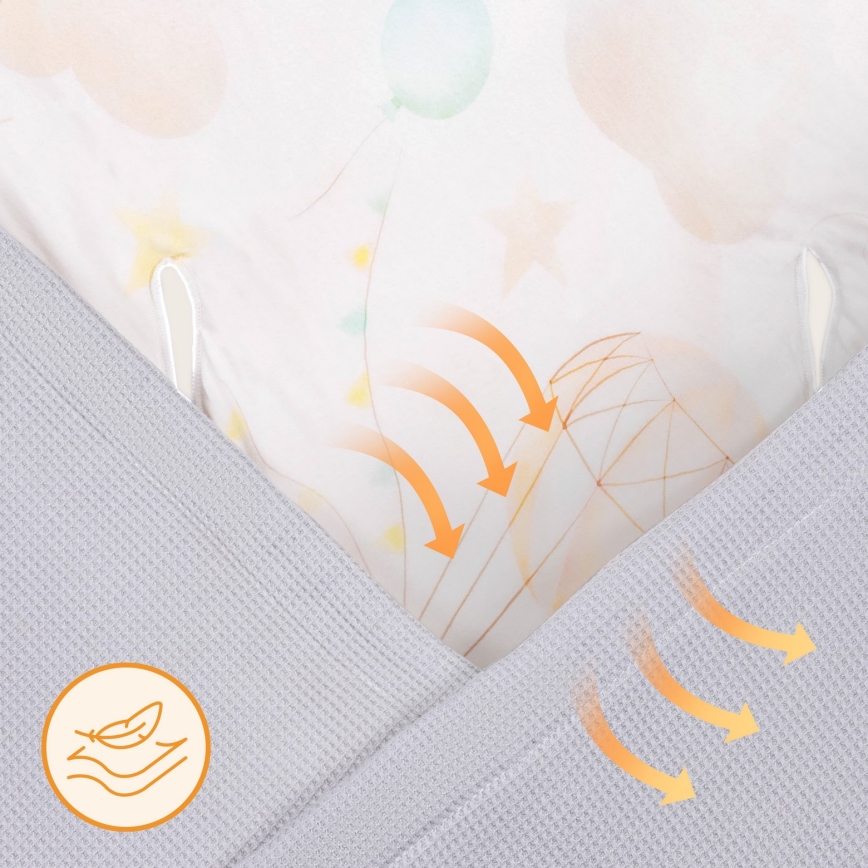 Lionelo - Autósülésbe való babapólya TRAVEL SWADDLE 90x90 cm Szürke Baloon