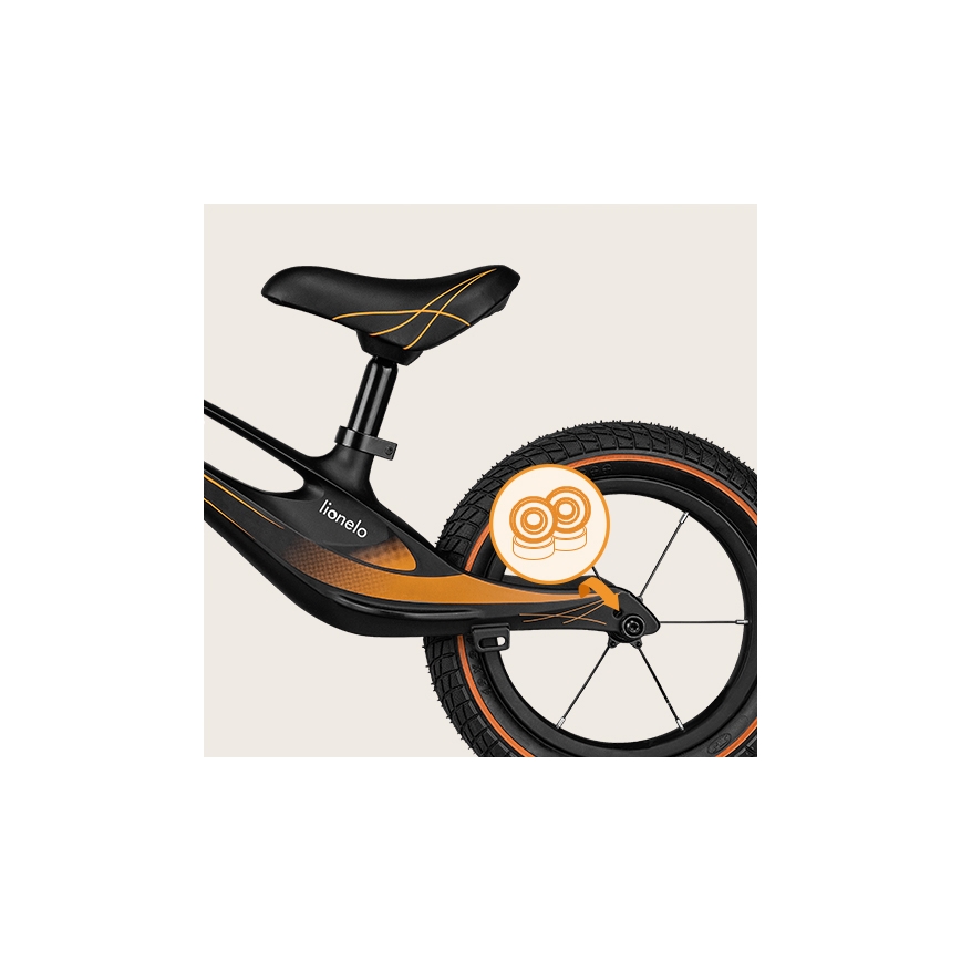 Lionelo - BART AIR futóbicikli, fekete/narancssárga