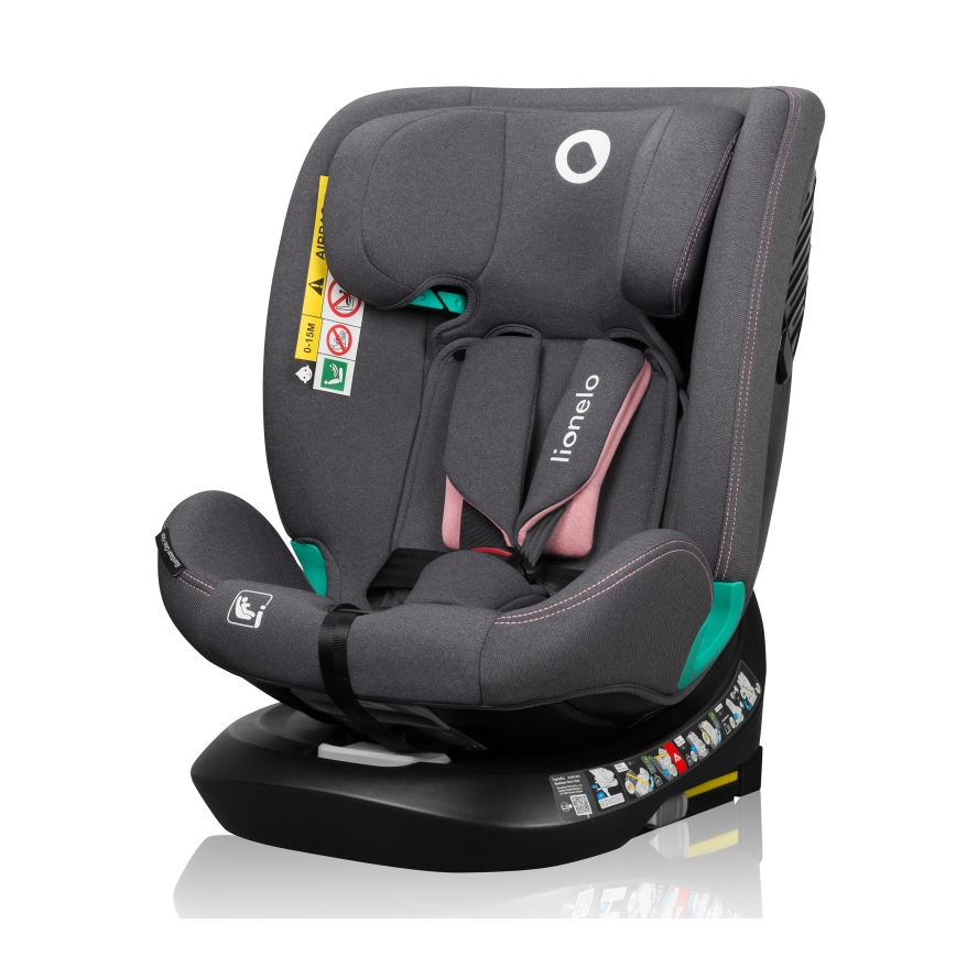 Lionelo - Forgatható autósülés alappal BASTIAAN ONE i-Size 40-150 cm Pink Rose