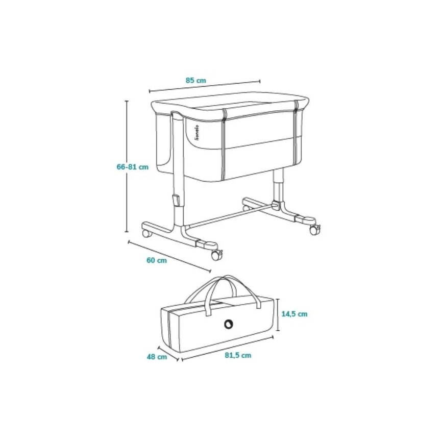 Lionelo - Bölcső 3in1 AURORA fekete