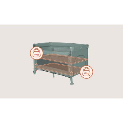 Lionelo - ELLEN 3 az 1-ben utazóágy zsályazöld