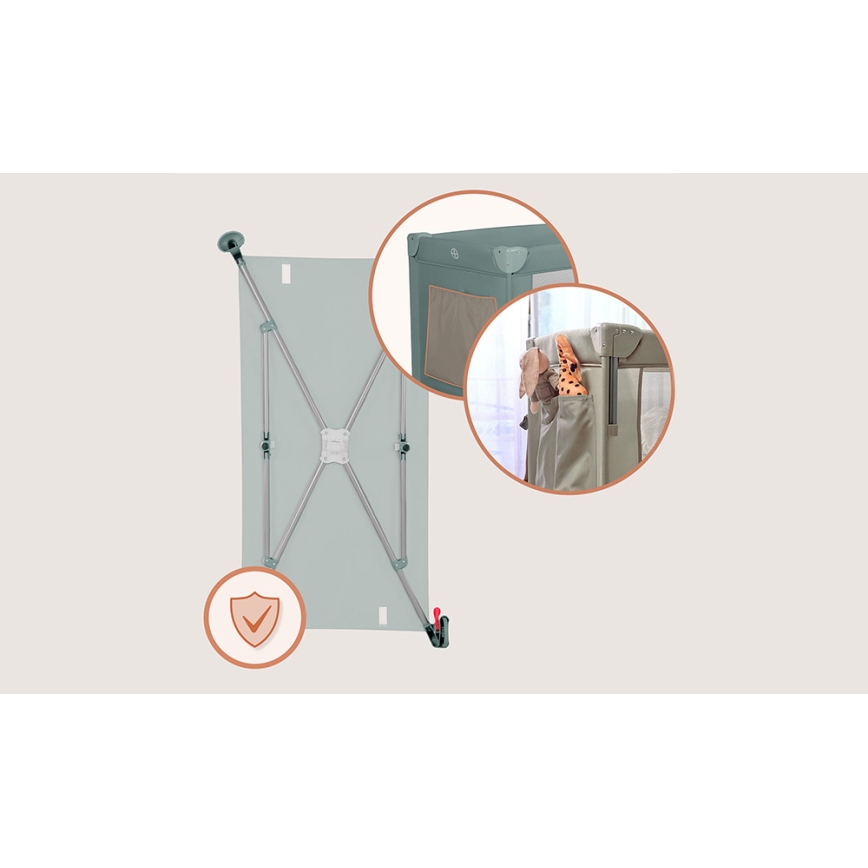 Lionelo - ELLEN 3 az 1-ben utazóágy zsályazöld