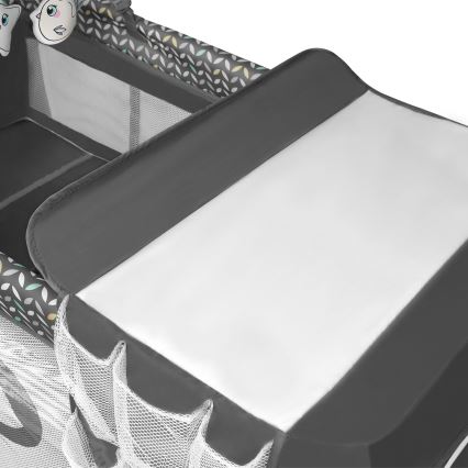 Lionelo - FLOWER utazóágy, szürke, skandináv stílus