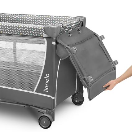 Lionelo - FLOWER utazóágy, szürke, skandináv stílus