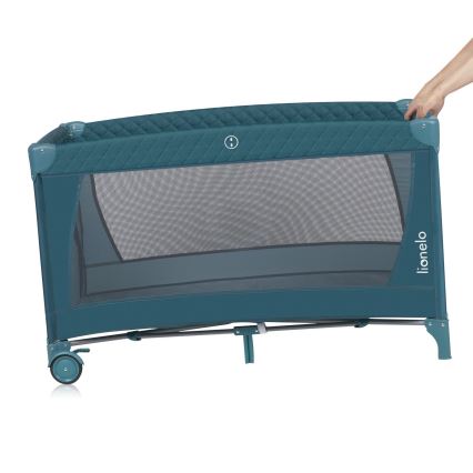 Lionelo - FLOWER utazóágy zöld-türkiz