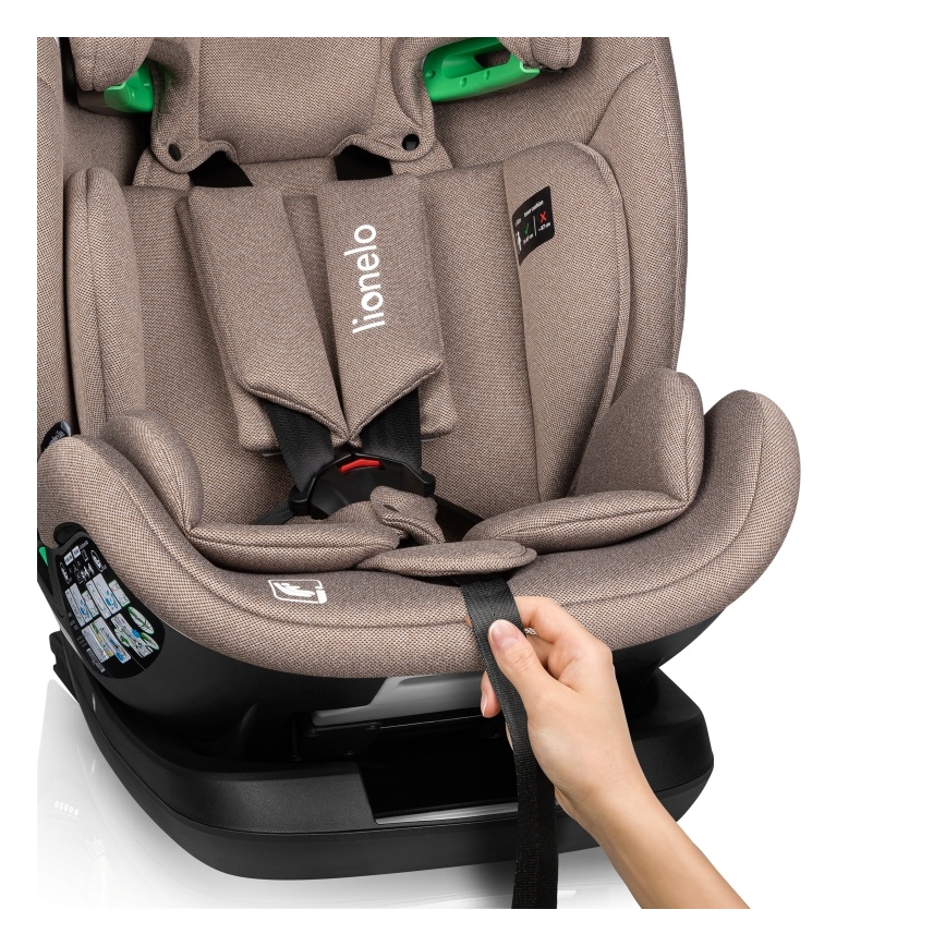 Lionelo - Forgatható autósülés alappal LAVENDER i-Size 76-150 cm bézs latte