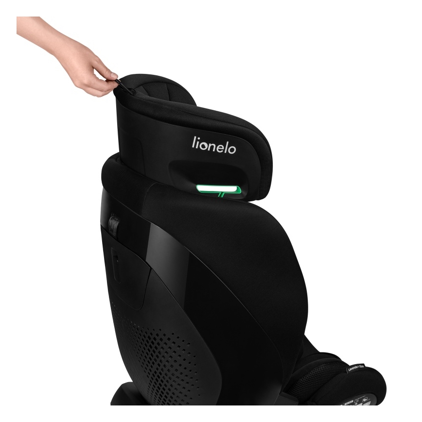Lionelo - Forgatható autósülés alappal LAVENDER i-Size 76-150 cm Black Carbon
