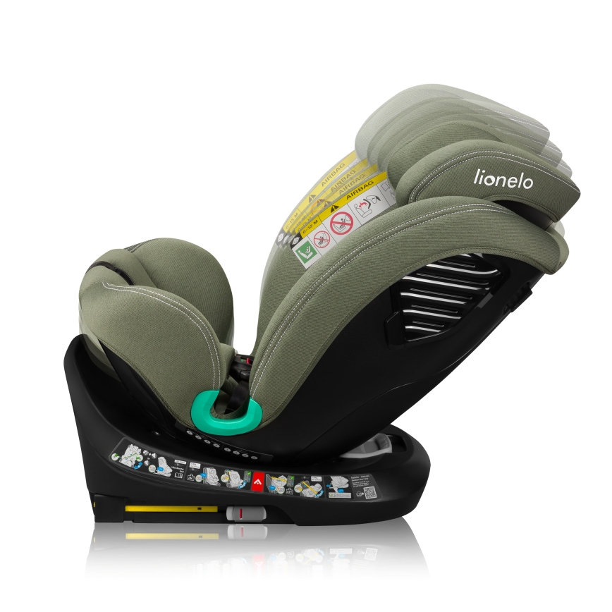 Lionelo - Forgatható gyerekülés alappal BASTIAAN ONE i-Size 40-150 cm Olívazöld