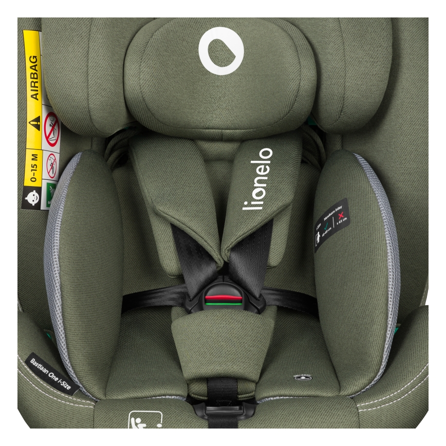 Lionelo - Forgatható gyerekülés alappal BASTIAAN ONE i-Size 40-150 cm Olívazöld