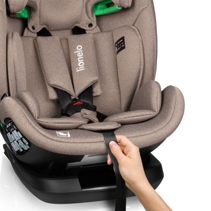 Lionelo - Forgatható autósülés bázissal LAVENDER i-Size 76-150 cm, bézs (Latte)