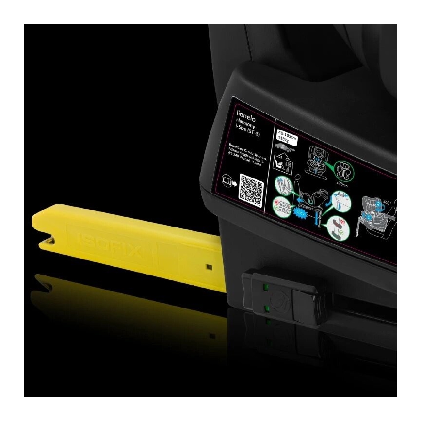 Lionelo - Forgatható gyerekülés bázissal HARMONY i-Size 40-150 cm fekete