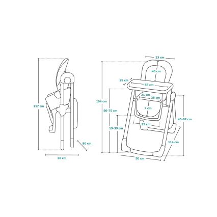 Lionelo - Gyerek etetőszék LINN PLUS fehér/szürke