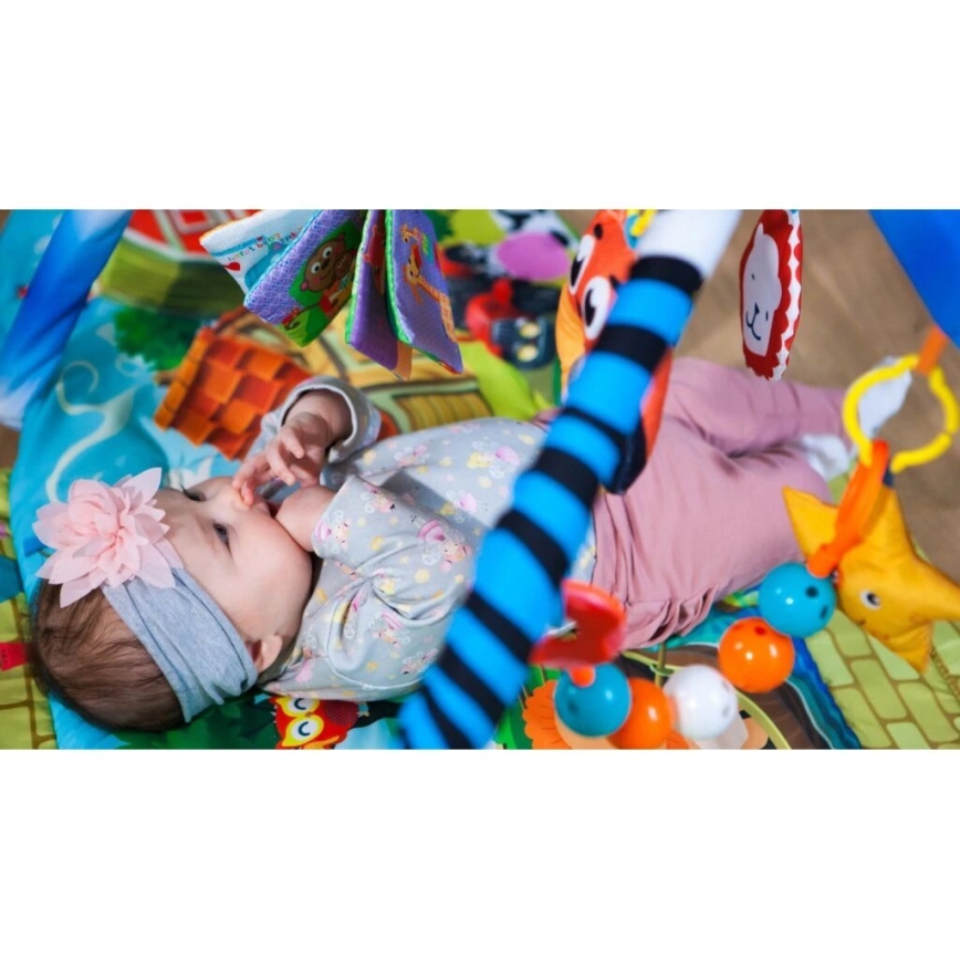 Lionelo - Gyermek játszószőnyeg házikóval AGNES PLUS