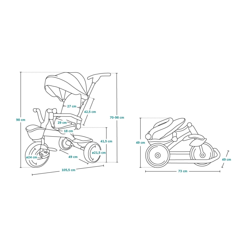 Lionelo - Gyermek tricikli TRIS rózsaszín/szürke