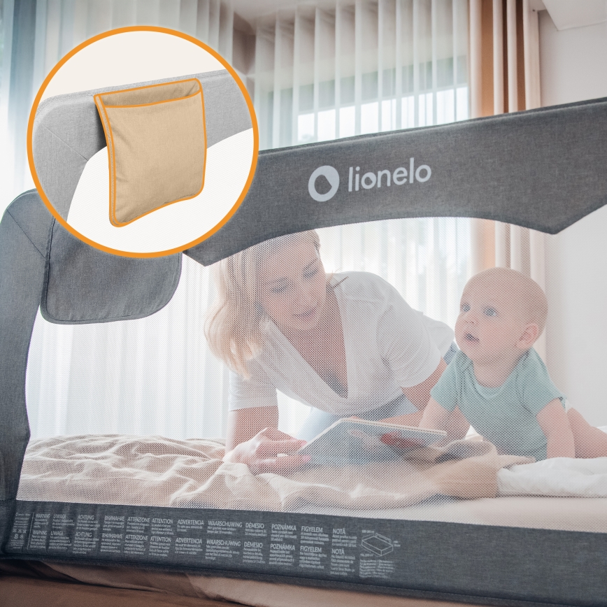 Lionelo - HANNA biztonsági ágykorlát szürke melange