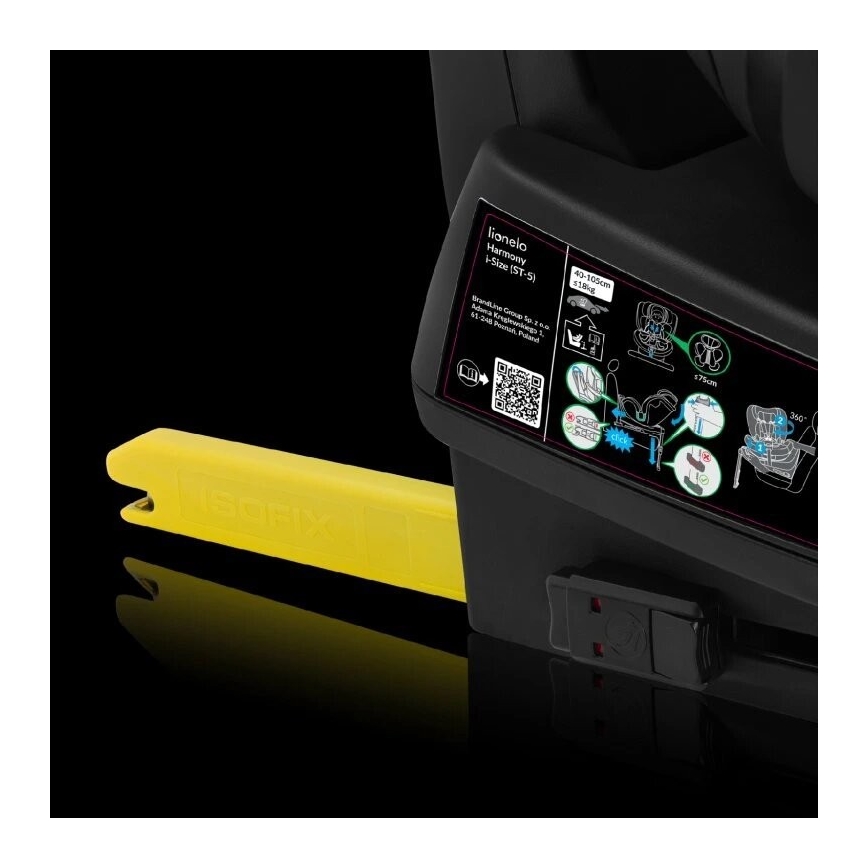 Lionelo - HARMONY i-Size 40-150 cm forgatható autós gyerekülés alapzattal, szürke